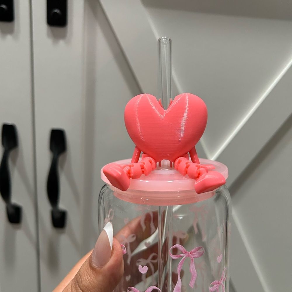 3D Printed heart straw topper